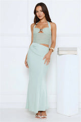 Celeste Shine Mesh Maxi Dress Sage