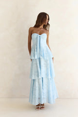 Know Your Heart Strapless Maxi Dress Blue