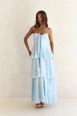 Know Your Heart Strapless Maxi Dress Blue