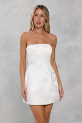 Dusk Desire Strapless Embellished Mini Dress White