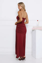 Signature Nights Embellished Strapless Maxi Dress Red