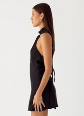 Keena Scarf Mini Dress - Black