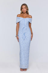 Sunshine Pop Off Shoulder Maxi Dress Blue