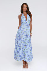 Doll Season Halter Maxi Dress Blue
