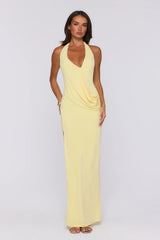 Sunny Aura Halter Maxi Dress Yellow