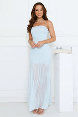 Petal Sunbeam Strapless Maxi Dress Blue