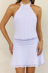 On Her Level Halter Mini Dress Lilac