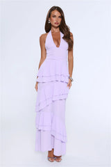 Power Glow Halter Maxi Dress Lilac