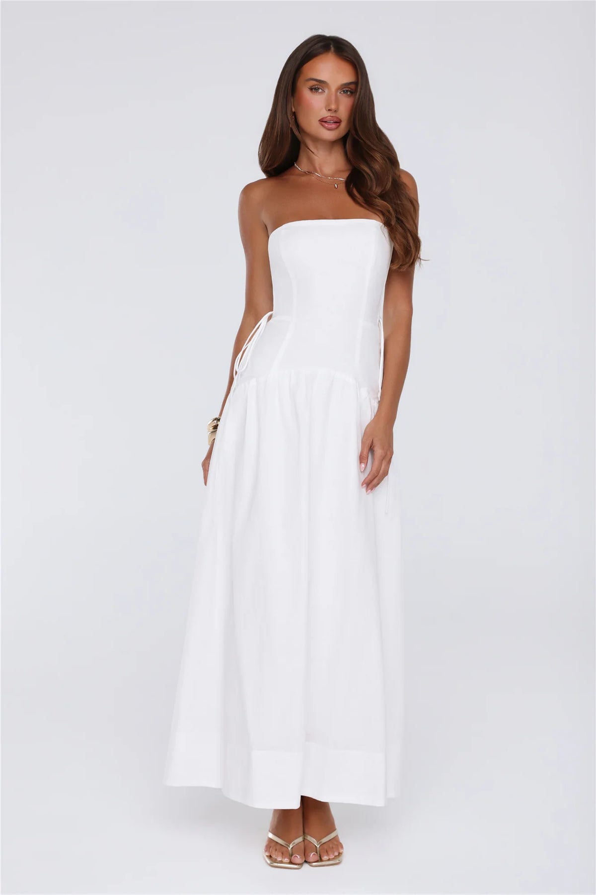 Just Feels Right Linen Blend Strapless Maxi Dress White
