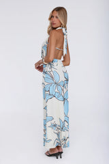 Lucky Darling Halter Mesh Maxi Dress Blue