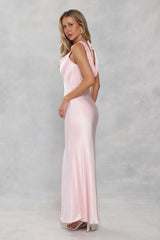The Loretta Cowl Satin Maxi Dress Pink