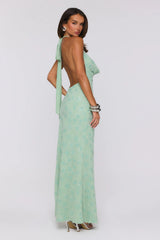 Bling It Babe Beaded Halter Maxi Dress Sage