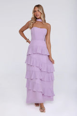 Sunset Reverie Strapless Maxi Dress Lilac