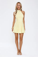 Empowered Energy Halter Mini Dress Yellow