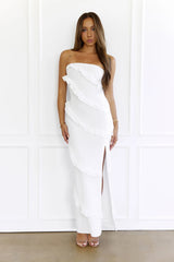 Stay Effortless Strapless Maxi Dress White