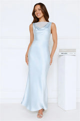 Lush Aurora Satin Maxi Dress Blue