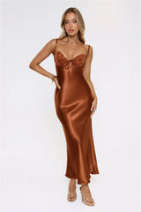 Made For This Lace Satin Maxi Dress Bronze
