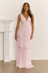 Sweet Romance Pleated Maxi Dress Pink