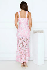 Petal Veil Sequin Maxi Dress Pink
