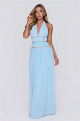 Summer Sparkle Halter Maxi Dress Blue