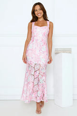 Petal Veil Sequin Maxi Dress Pink