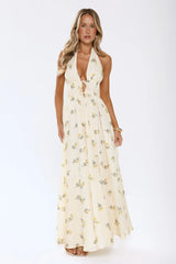 Sweet Reverie Halter Maxi Dress Yellow
