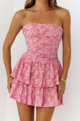 Desert Bloom Strapless Mini Dress Rose