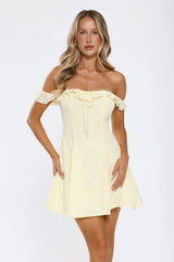 Icon Vibe Off Shoulder Mini Dress Yellow