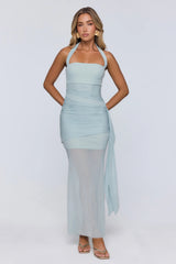 Elevated Intention Mesh Halter Maxi Dress Sage