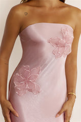 Stardom Moment Satin Strapless Maxi Dress Pink