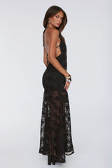 Enchanted Aura Halter Maxi Dress Black