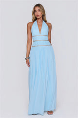 Summer Sparkle Halter Maxi Dress Blue