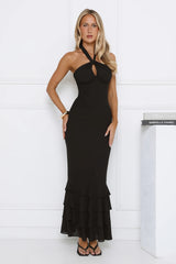 The Cool Standard Halter Maxi Dress Black