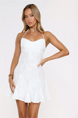 Stay Shining Halter Mini Dress White