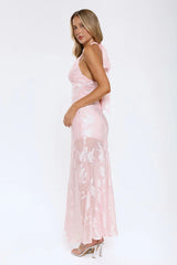 Pretty Upgrade Halter Maxi Dress Pink