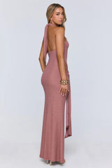 Glitter Through Twilight Halter Maxi Dress Pink