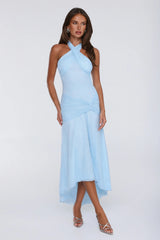 Late Night Society Lace Halter Maxi Dress Blue
