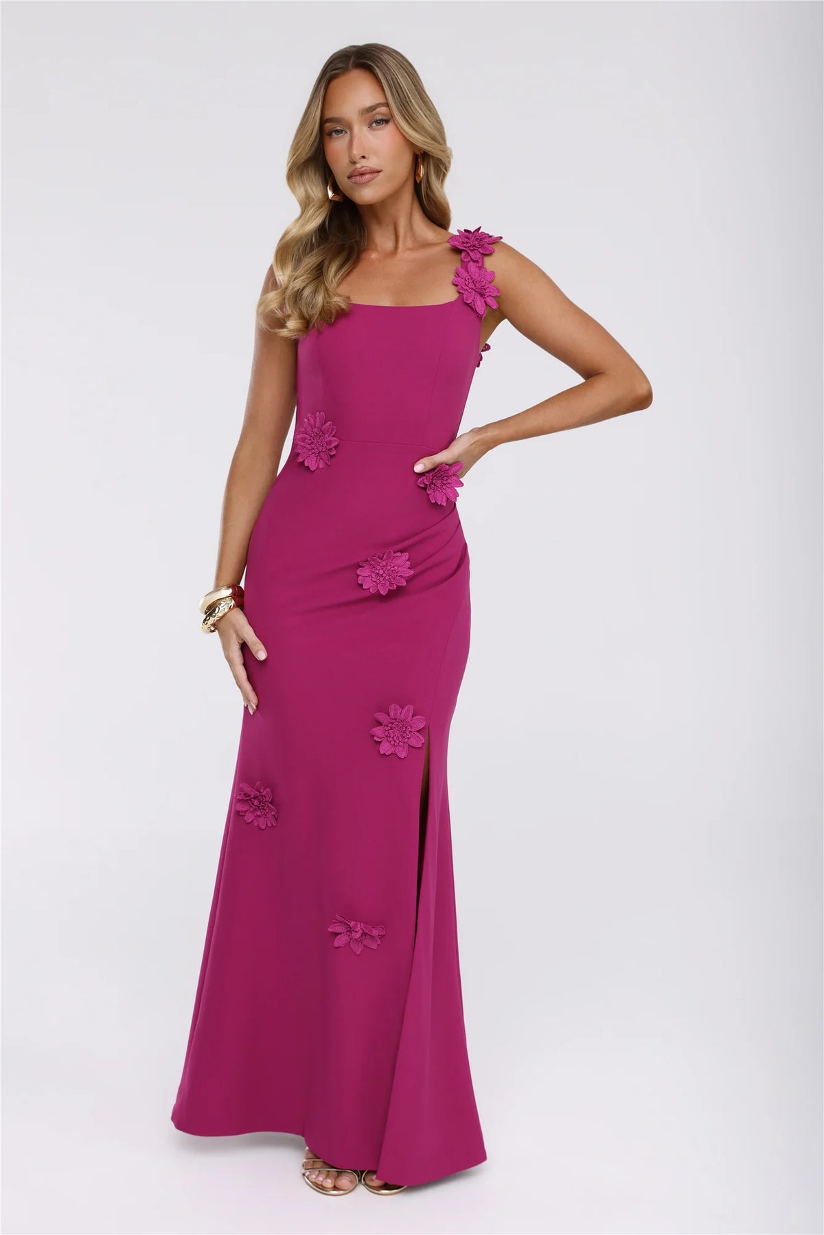 Moonlight Veil Maxi Dress Dark Pink