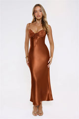 Made For This Lace Satin Maxi Dress Bronze