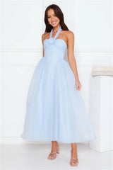 Fairytale Event Halter Maxi Dress Blue