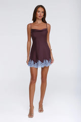 Evening Glow Satin Mini Dress Wine