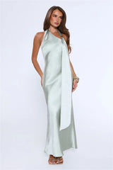 In My Moment Halter Satin Maxi Dress Sage