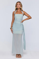Elevated Intention Mesh Halter Maxi Dress Sage