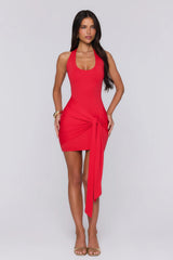 Special Announcement Halter Mini Dress Red