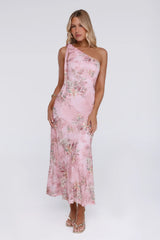 Pretty Whispers One Shoulder Maxi Dress Pink