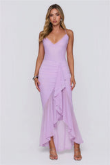 Dream Petal Path Mesh Maxi Dress Lilac