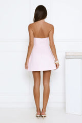 Polished And Pretty Satin Strapless Mini Dress Pink