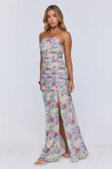 Palm Whisper Strapless Maxi Dress Multi