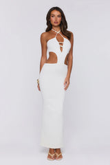Beachside In Cabo Knit Halter Maxi Dress White