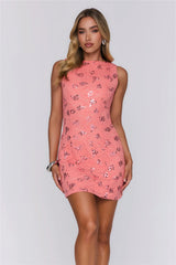 Good Mood Only Lace Mini Dress Peach